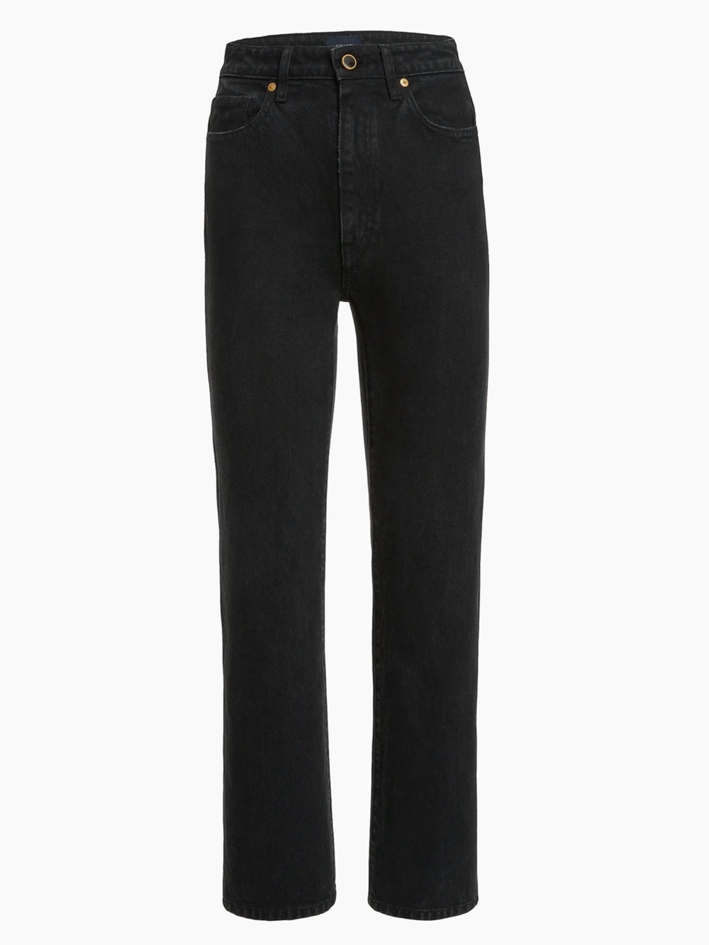 KHAITE Abigail Stretch High Rise Straight-Leg Jeans in Black Size 28
